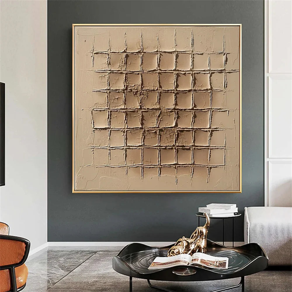 Beige and Brown Abstract Texture Wall Art  #AT013