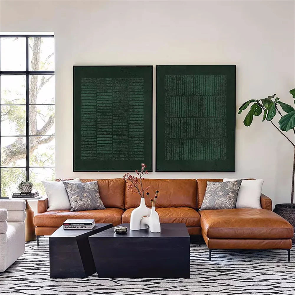 Green Minimalist Textured Wall Art Set of 2 #MT040
