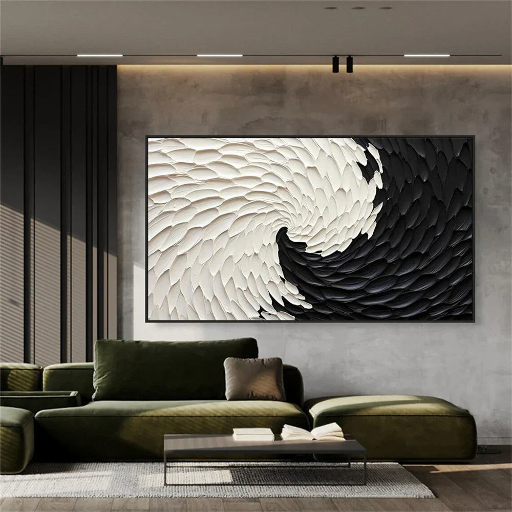 Black and White Minimalist Textured Wall Art #MT102