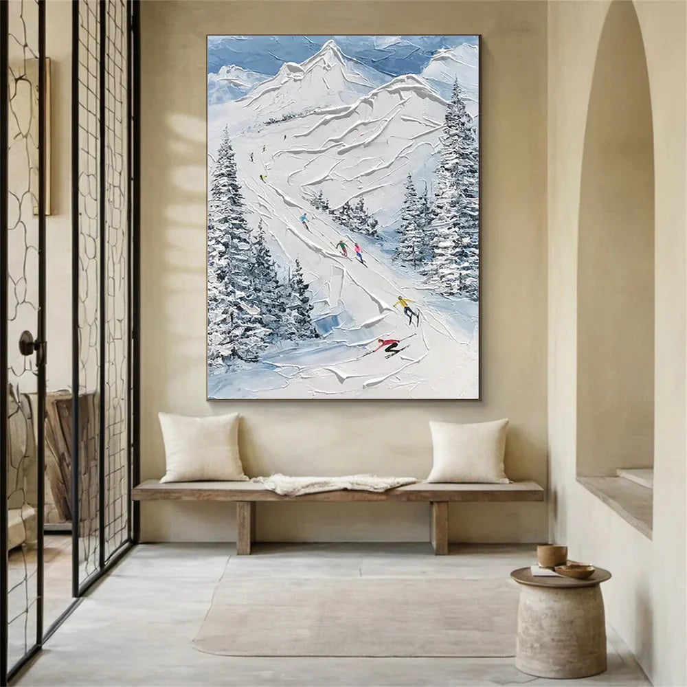 Skiing Sport Art Textured Canvas #PT020