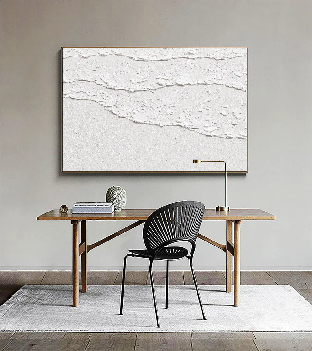 White Minimalist Textured Wall Art #MT025