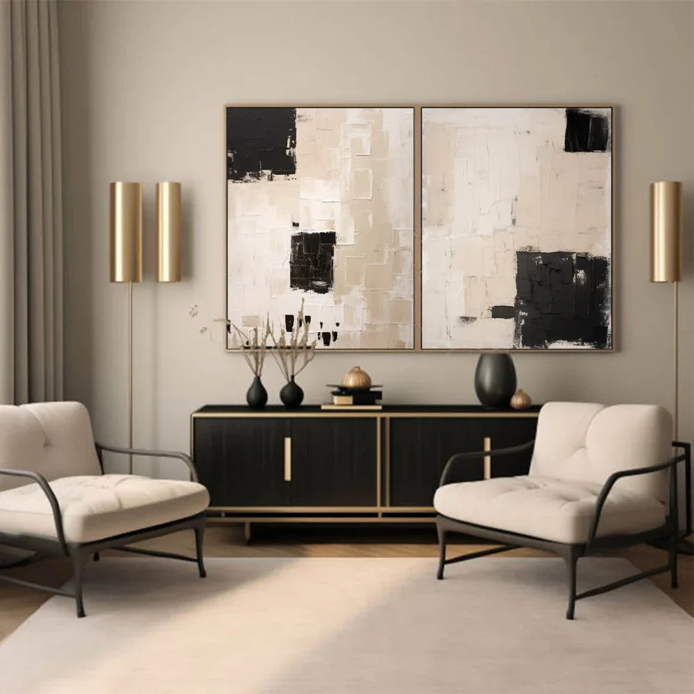 Beige and Brown Abstract Textured Wall Art Set Of 2 #AT103