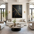 Black and Gold Minimalist Textured Wall Art #MT092