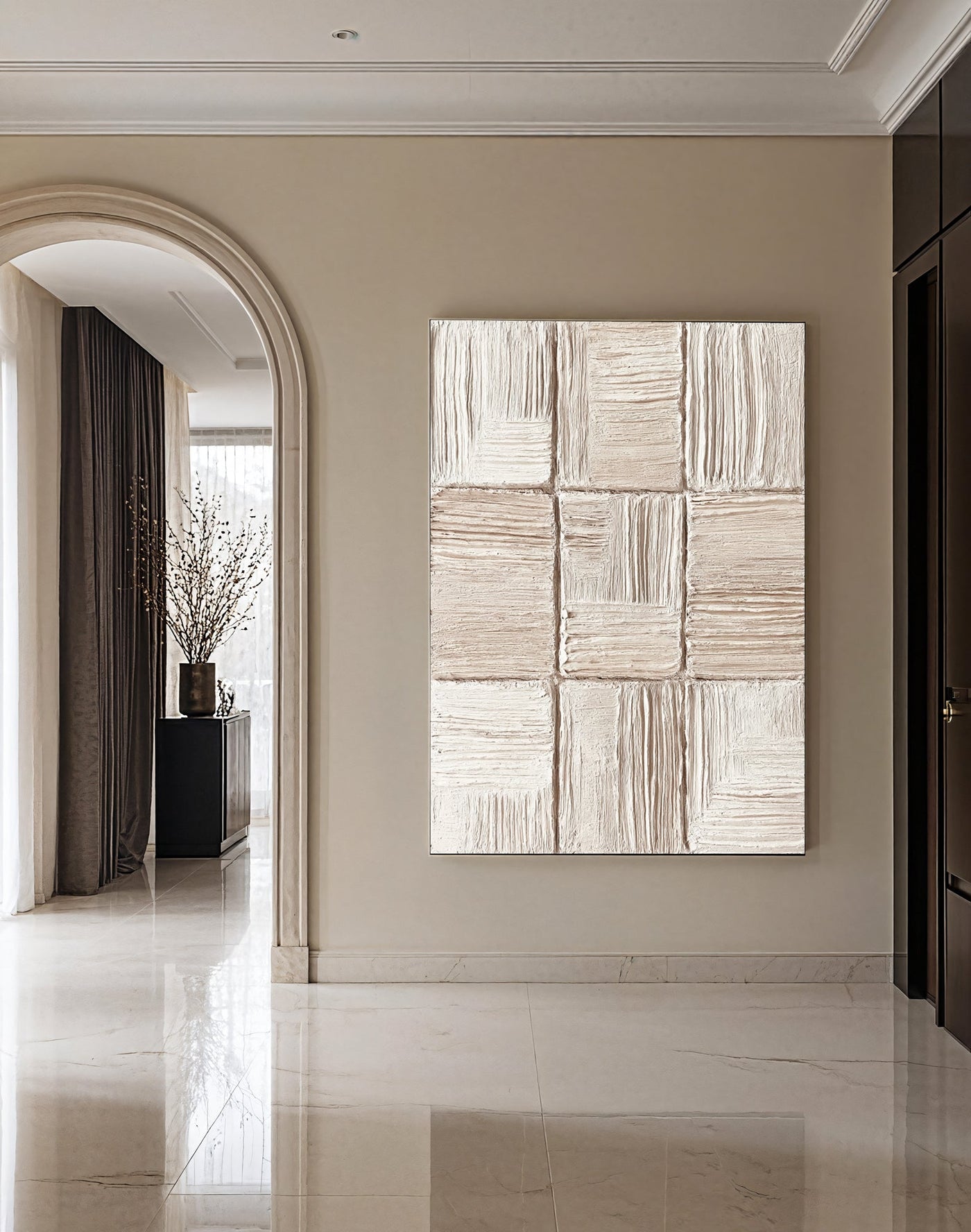 Textured Neutral Opulence | Cream Grid