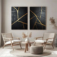 Black and Gold Minimalist Textured Wall Art Set of 2 #MT055