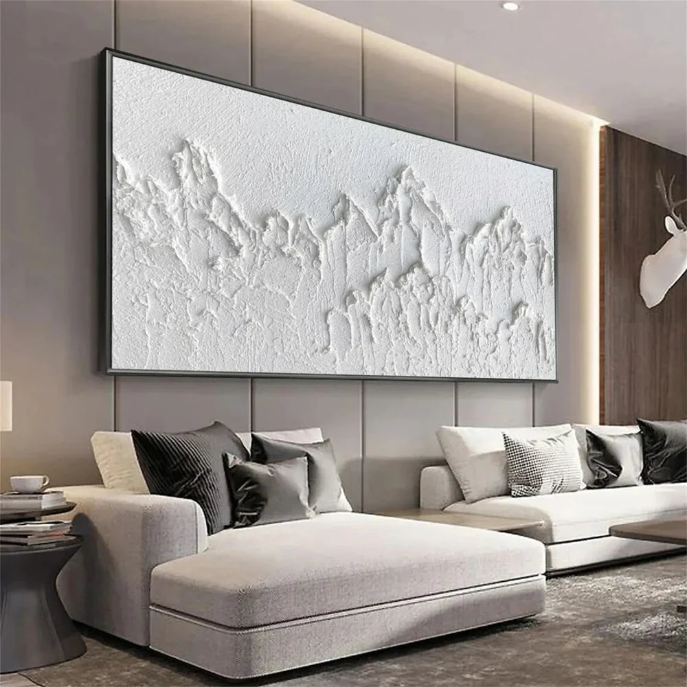 White Minimalist Textured Wall Art #MT074