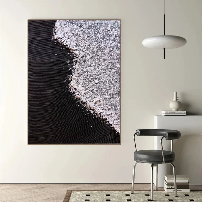 Black and White Minimalist Textured Wall Art #MT112