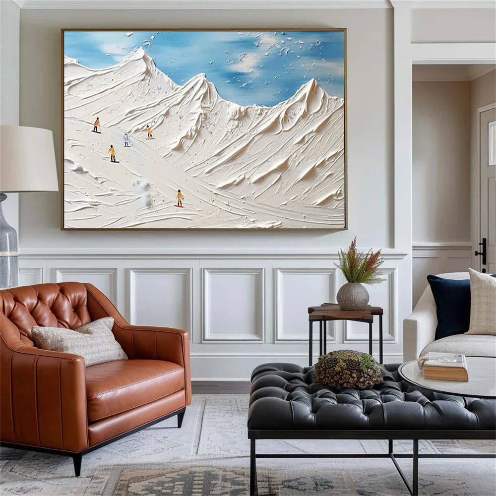 Skiing Sport Art Textured Canvas #PT019