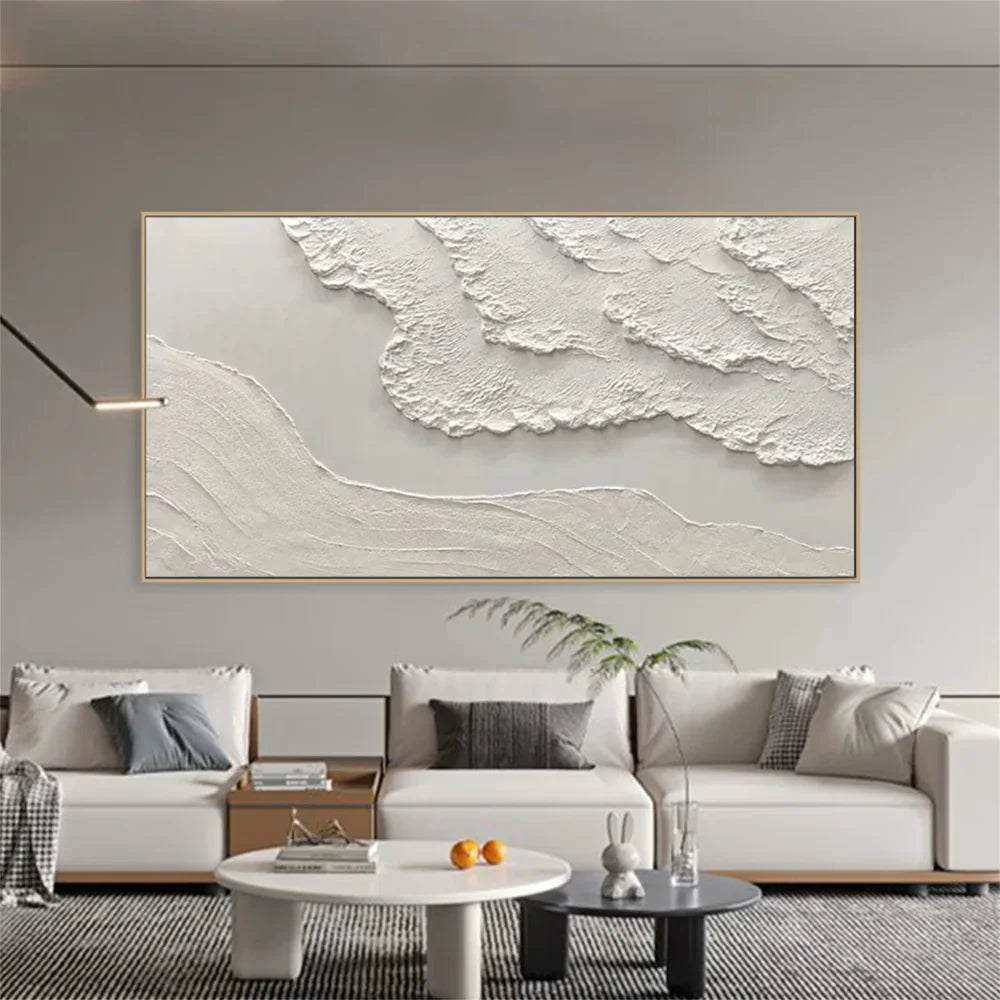 White Minimalist Textured Wall Art #MT072