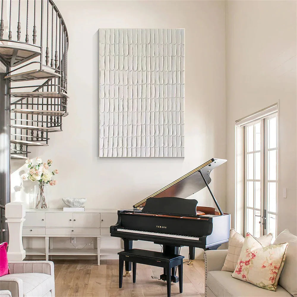 White Minimalist Textured Wall Art #MT007