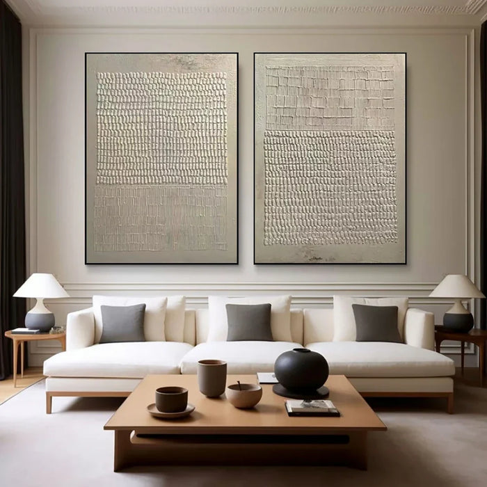 Beige and Brown Abstract Textured Wall Art Set Of 2 #AT083