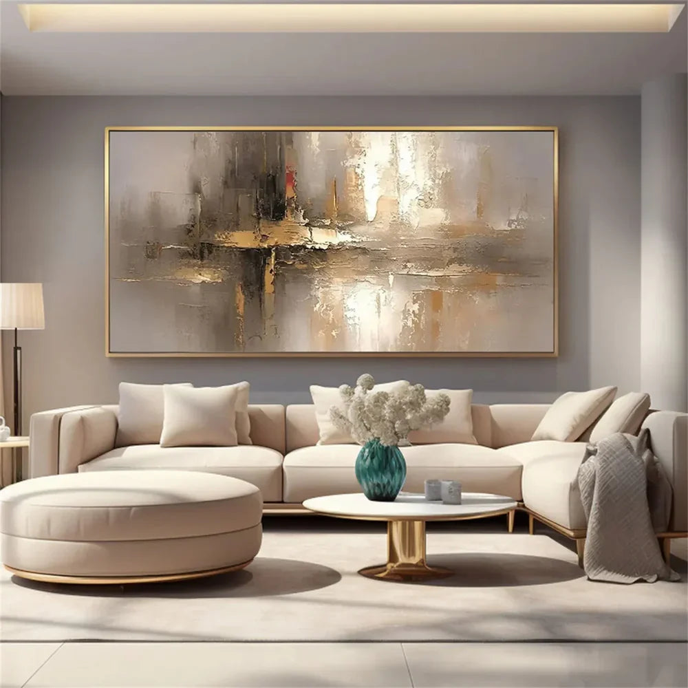 Beige and Brown Abstract Wall Art #AT044