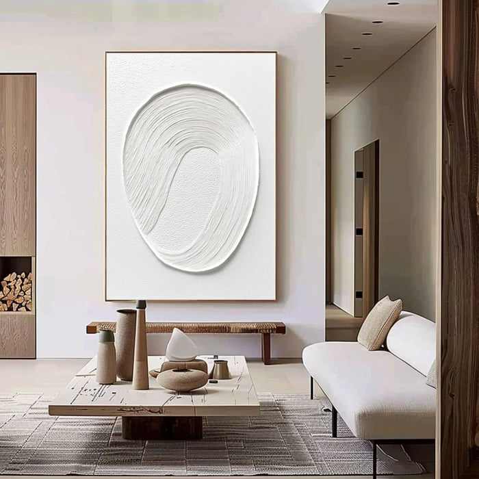 White Minimalist Textured Wall Art #MT137