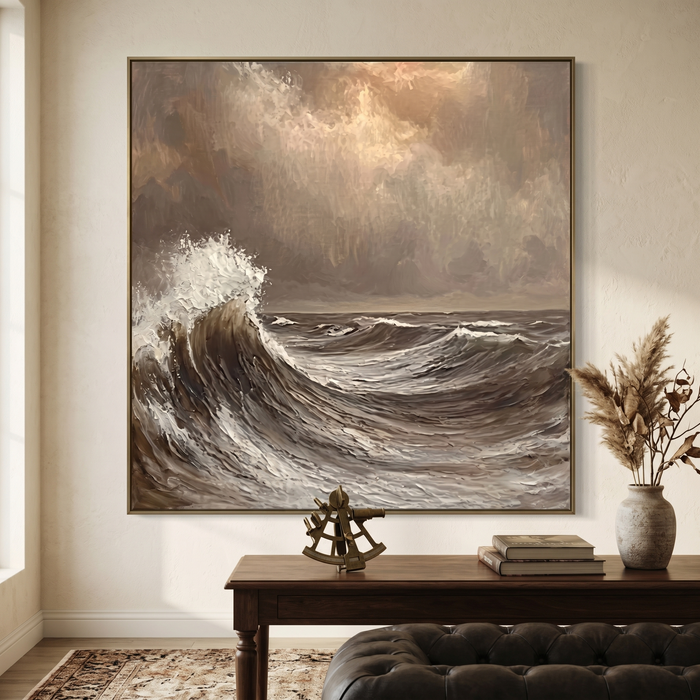 Textured Wave Serenity | Ivory & Taupe