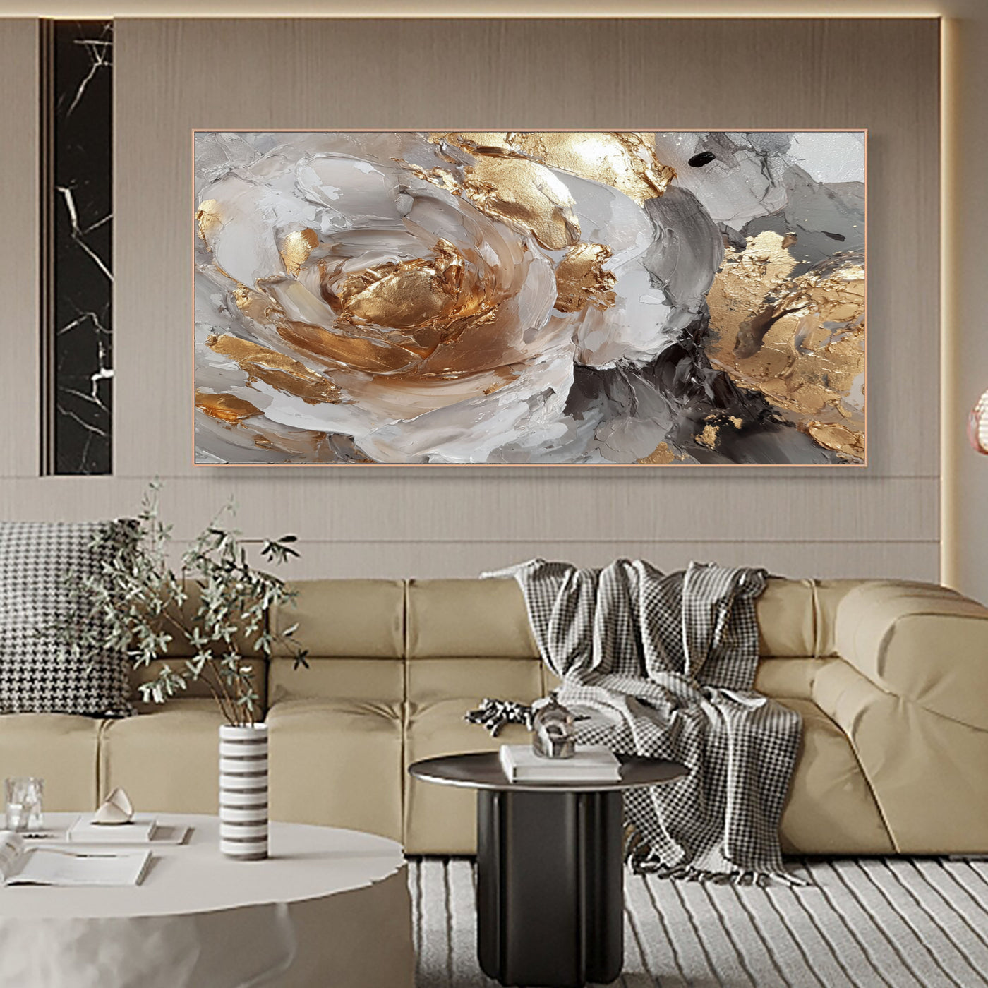 Textured Gilded Blossom | Gray Petals
