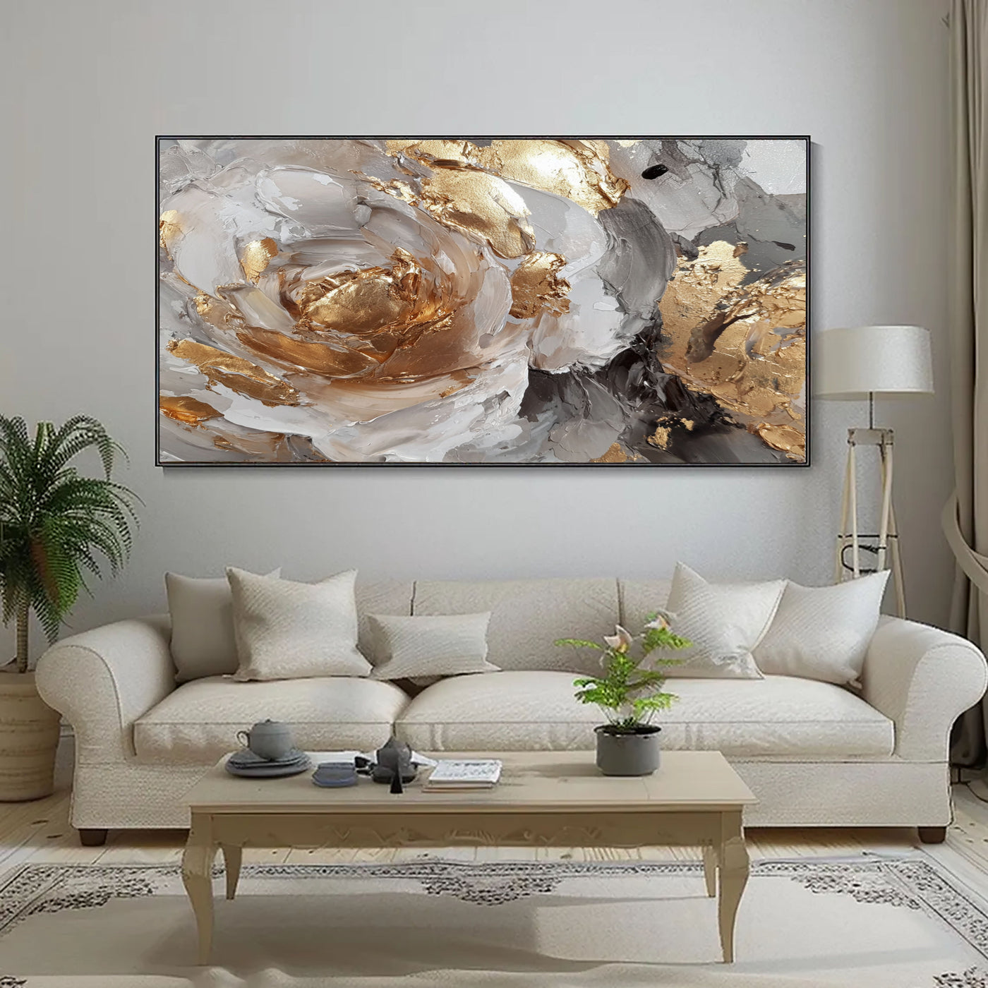 Textured Gilded Blossom | Gray Petals
