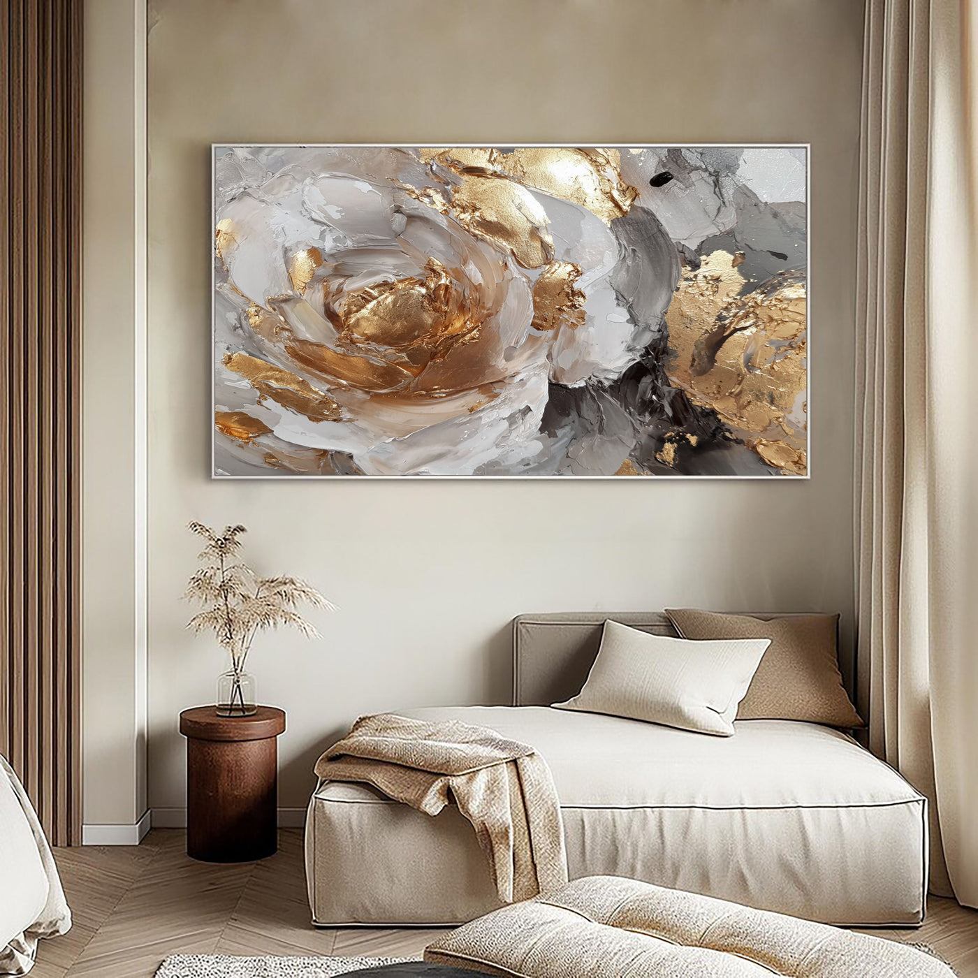 Textured Gilded Blossom | Gray Petals