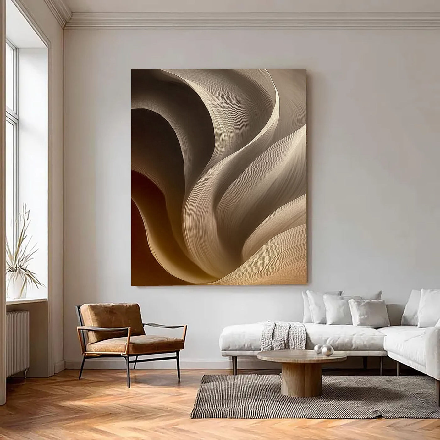 Strukturierte Wellenkonturen | Sandbeige