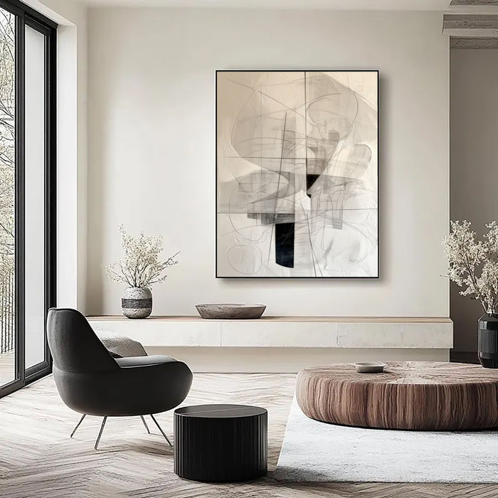 Textured Linear Abstract | Black White