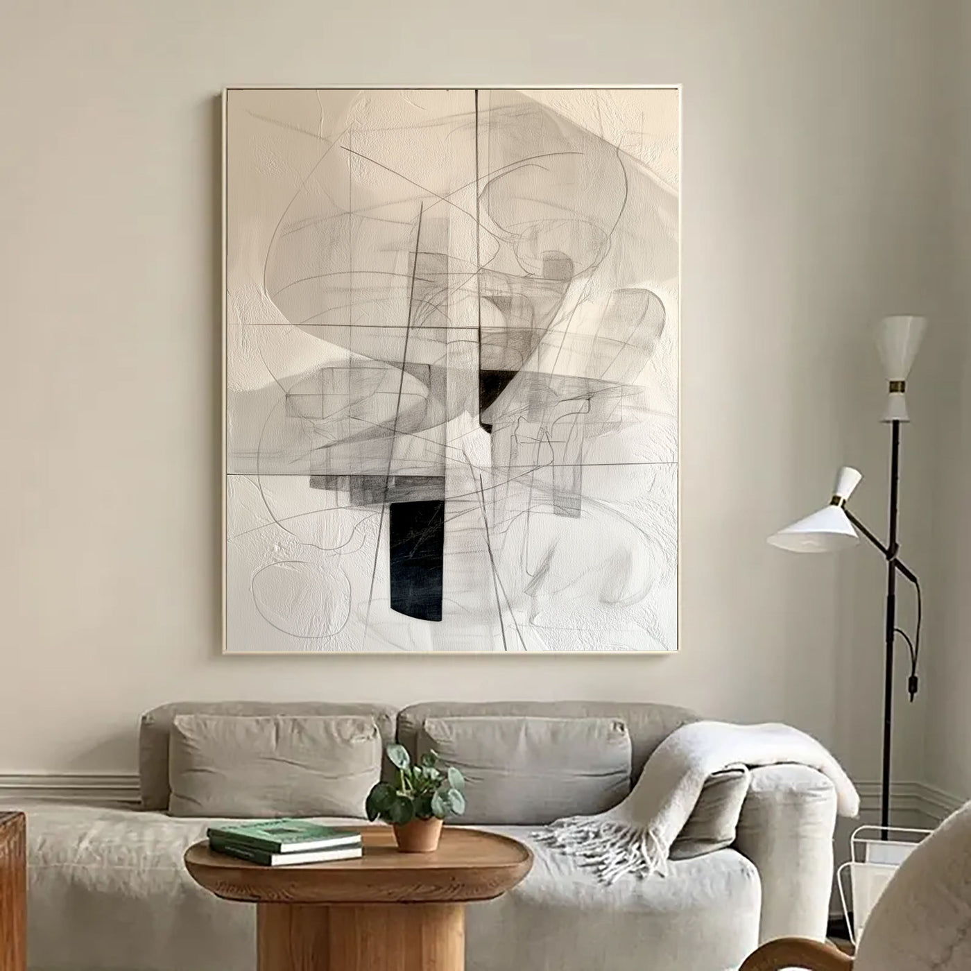 Textured Linear Abstract | Black White