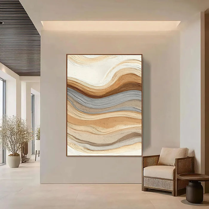 Textured Earth Tone Waves | Beige Flow