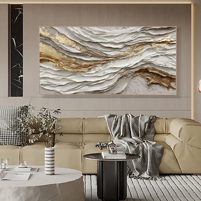 Textured Ivory Currents | Gilded Streaks