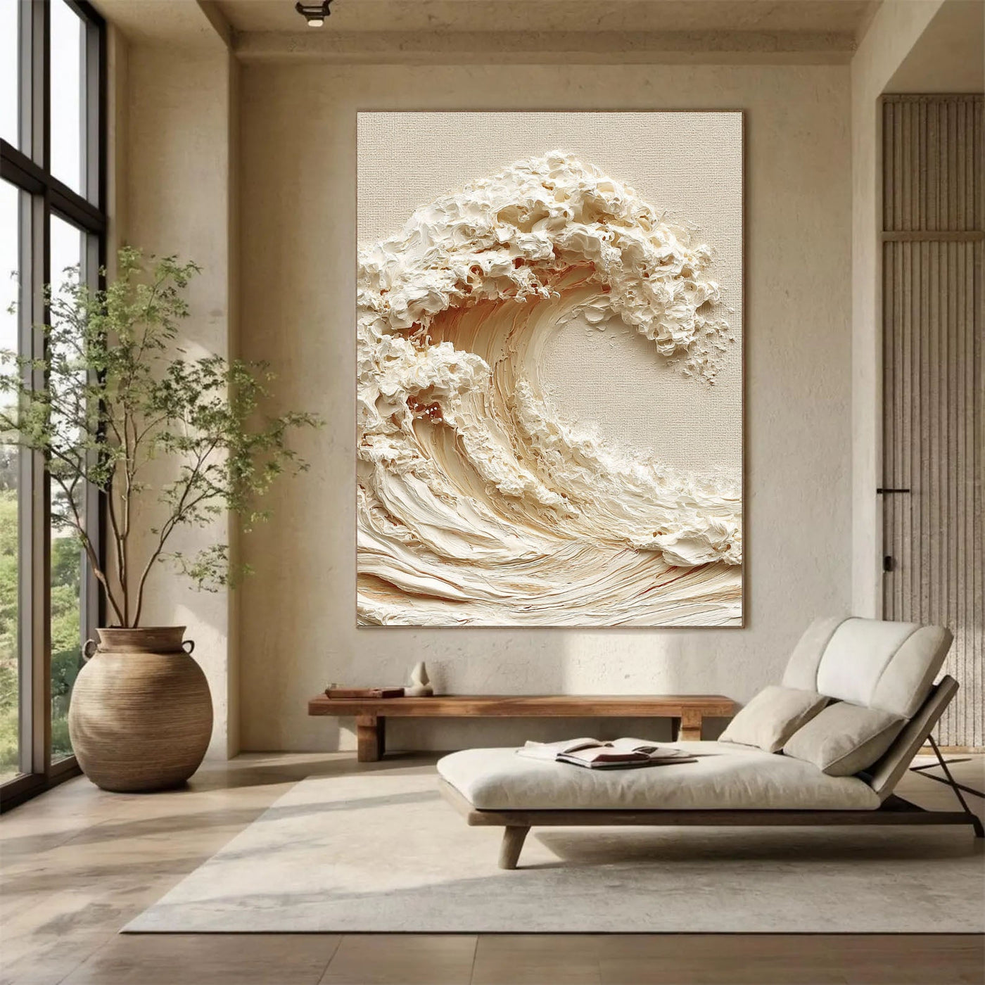 Textured Wave Splendor | Cream Crest