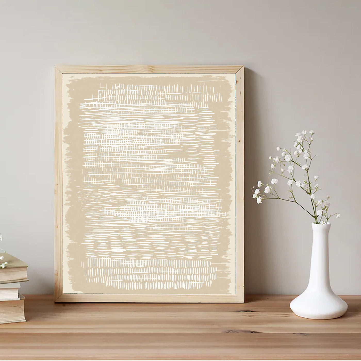 Textured Striated Opulence | Cream Strokes