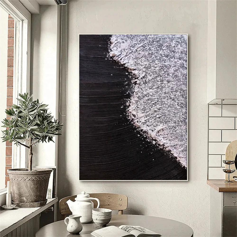 Black and White Minimalist Textured Wall Art #MT112