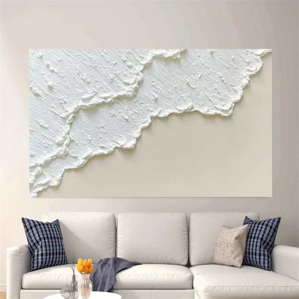 White Minimalist Textured Wall Art #MT059