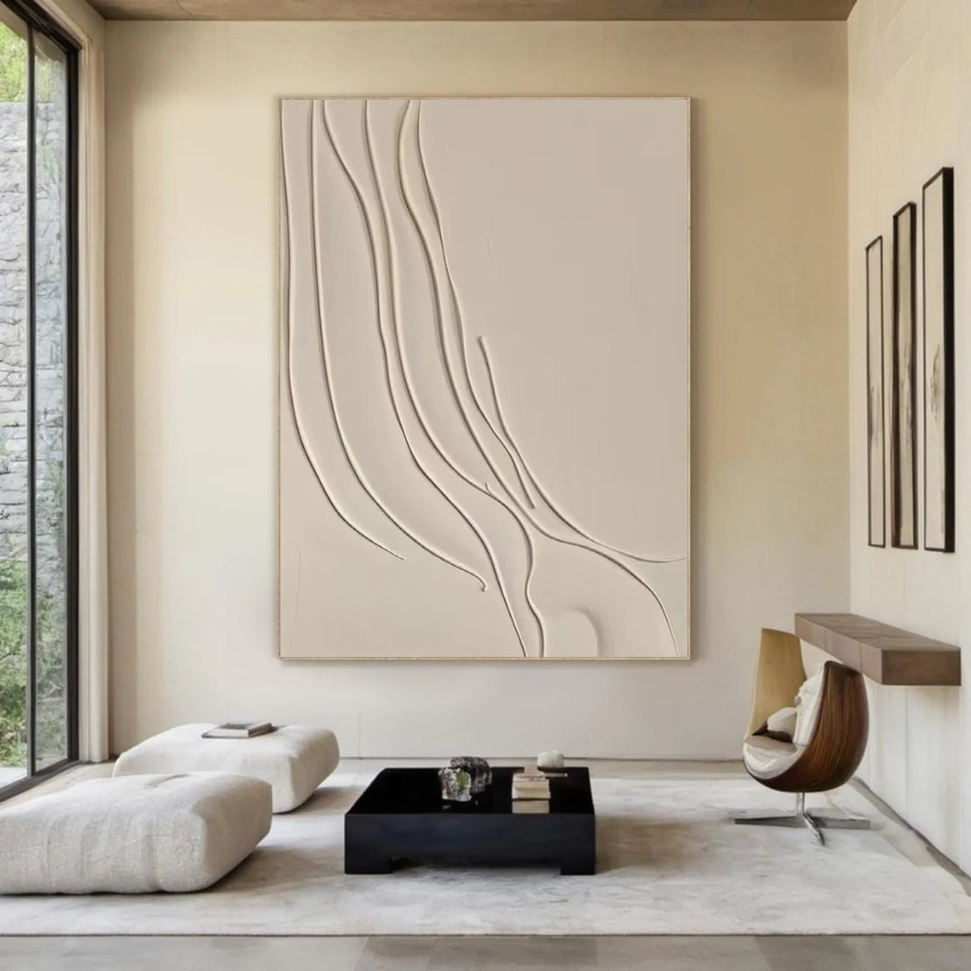 White Minimalist Textured Wall Art #MT139