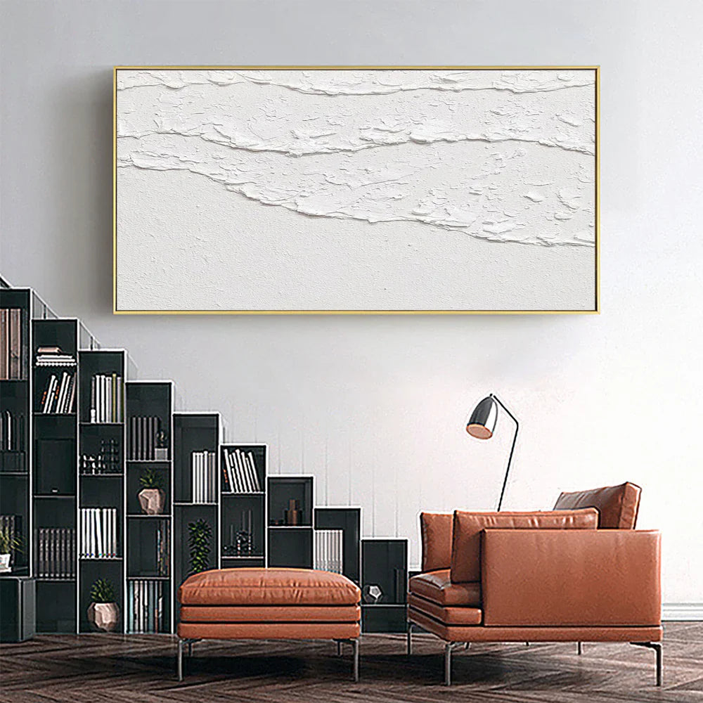 White Minimalist Textured Wall Art #MT025