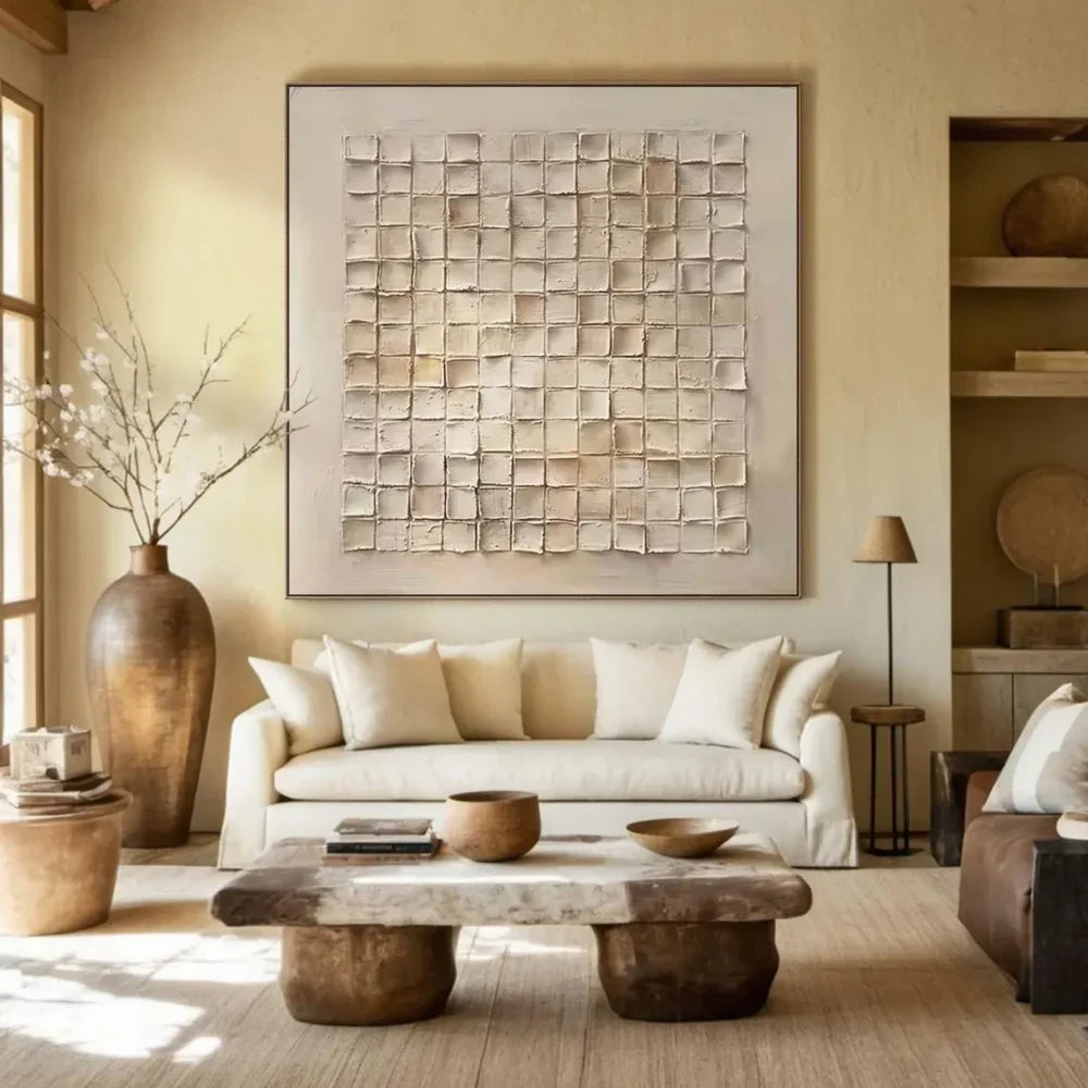 Beige and Brown Abstract Texture Wall Art  #AT047
