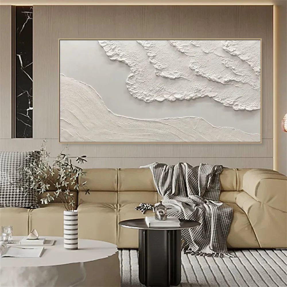 White Minimalist Textured Wall Art #MT072