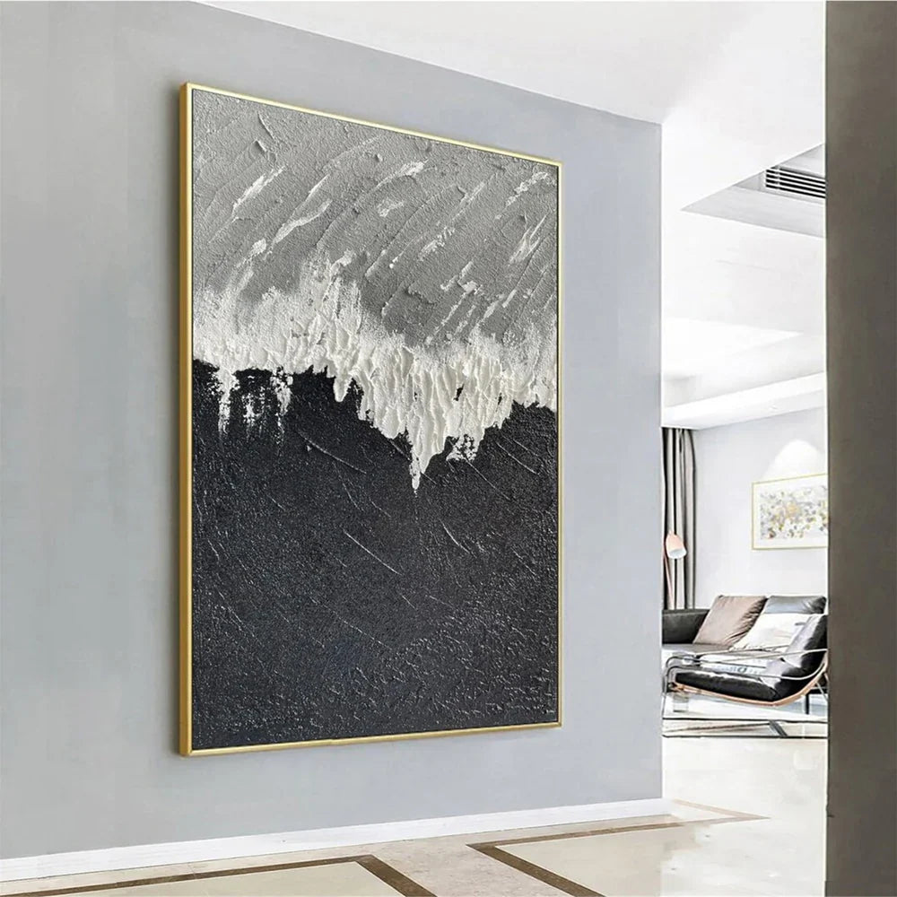 Black and White Minimalist Textured Wall Art #MT069