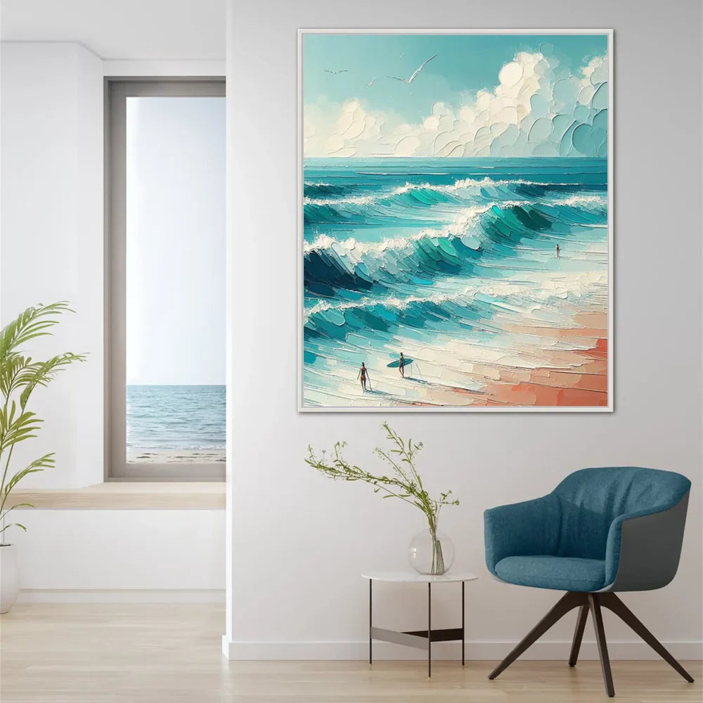 Surfing Sport Art Textured Canvas #PT033