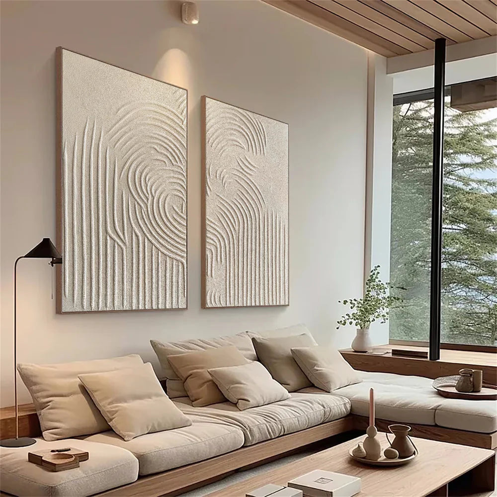 Beige and Brown Abstract Textured Wall Art Set Of 2 #AT037