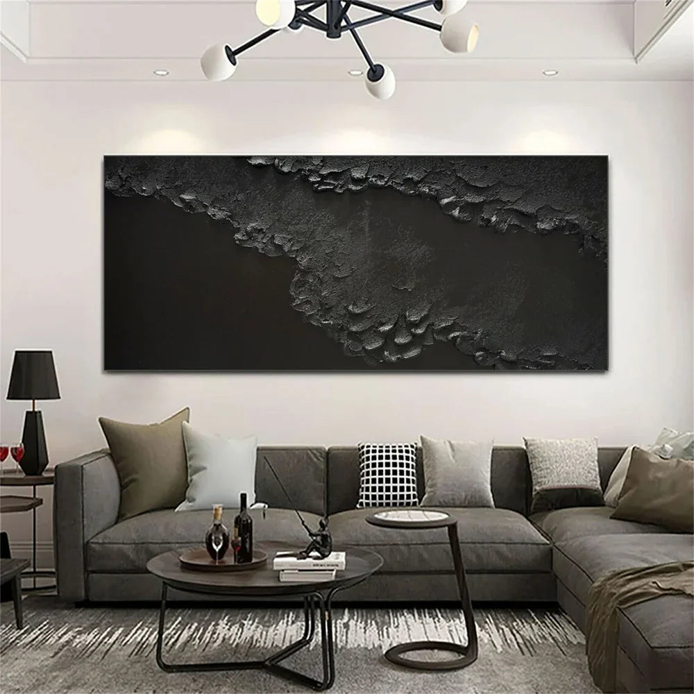 Black Minimalist Textured Wall Art #MT081