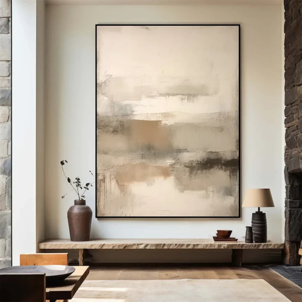 Beige and Brown Abstract Wall Art  #AT109