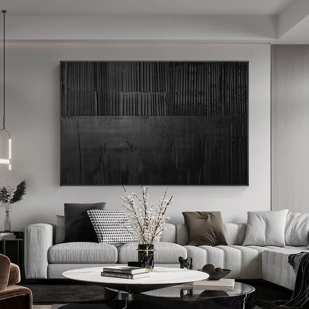 Black Minimalist Textured Wall Art #MT011