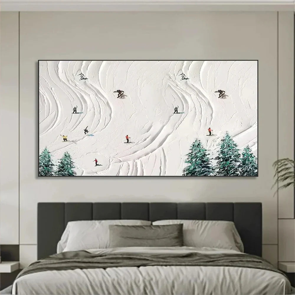 Skiing Sport Art Textured Canvas #PT018