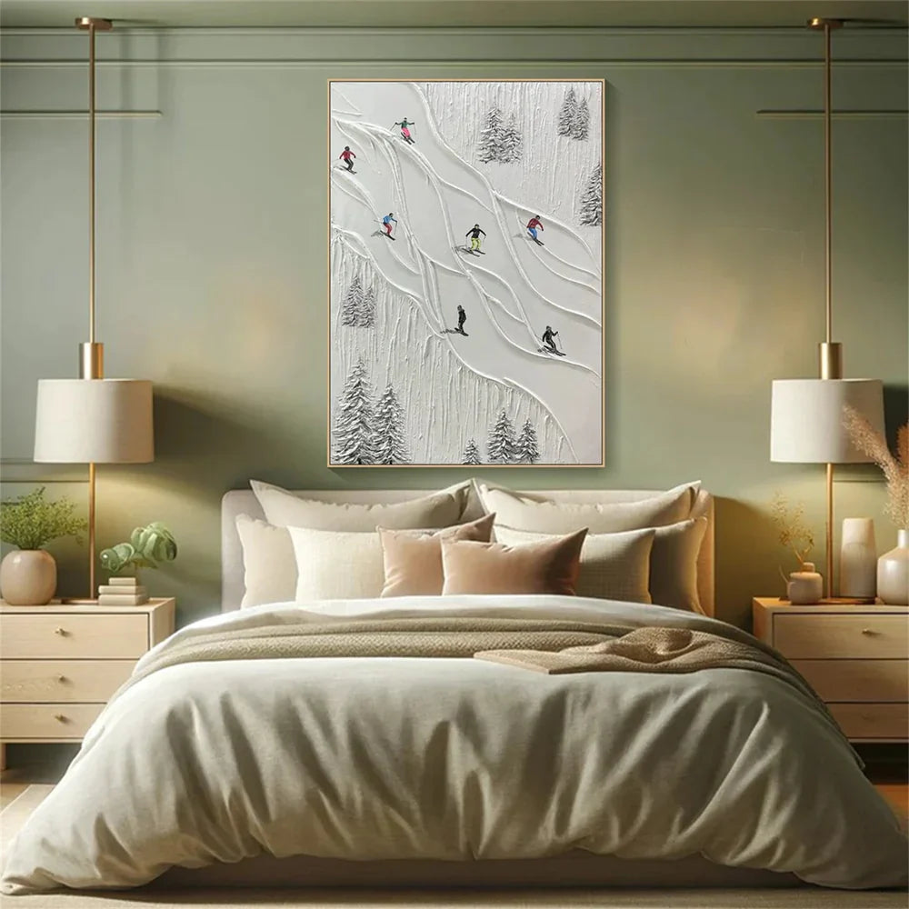 Skiing Sport Art Textured Canvas #PT005