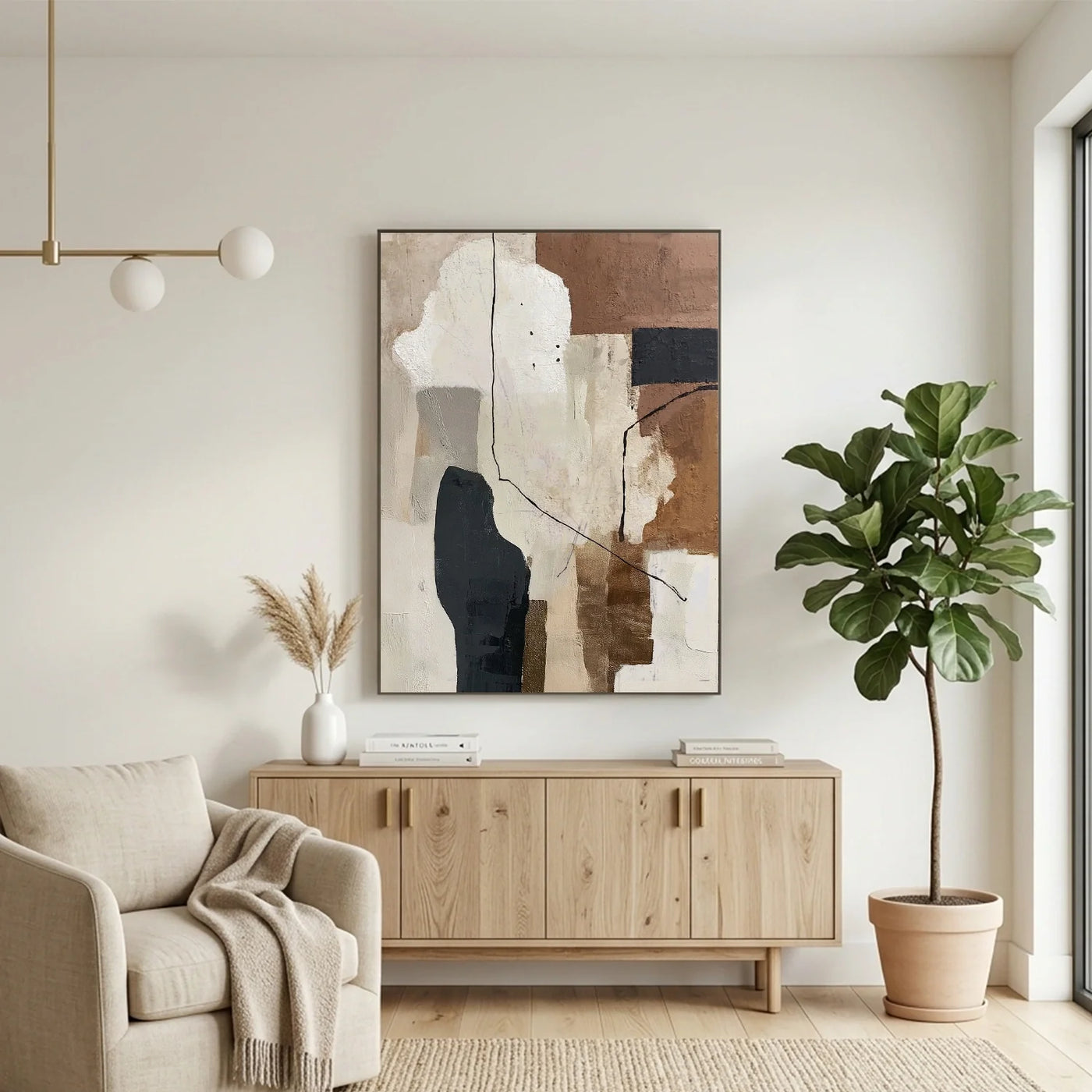 Beige and Brown Abstract Wall Art #AT177