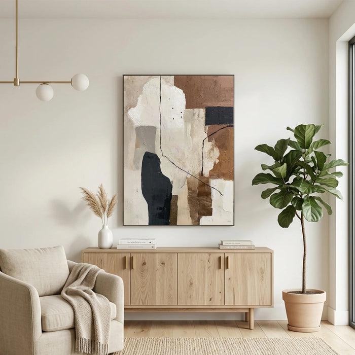 Beige and Brown Abstract Wall Art #AT177