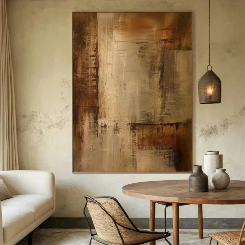 Beige and Brown Abstract Wall Art  #AT105