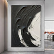 Black and White Minimalist Textured Wall Art #MT044