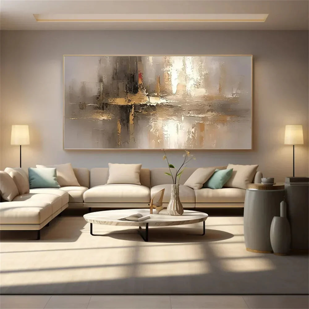 Beige and Brown Abstract Wall Art #AT044