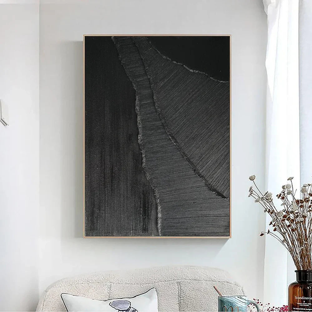 Black Minimalist Textured Wall Art #MT080