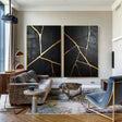 Black and Gold Minimalist Textured Wall Art Set of 2 #MT055