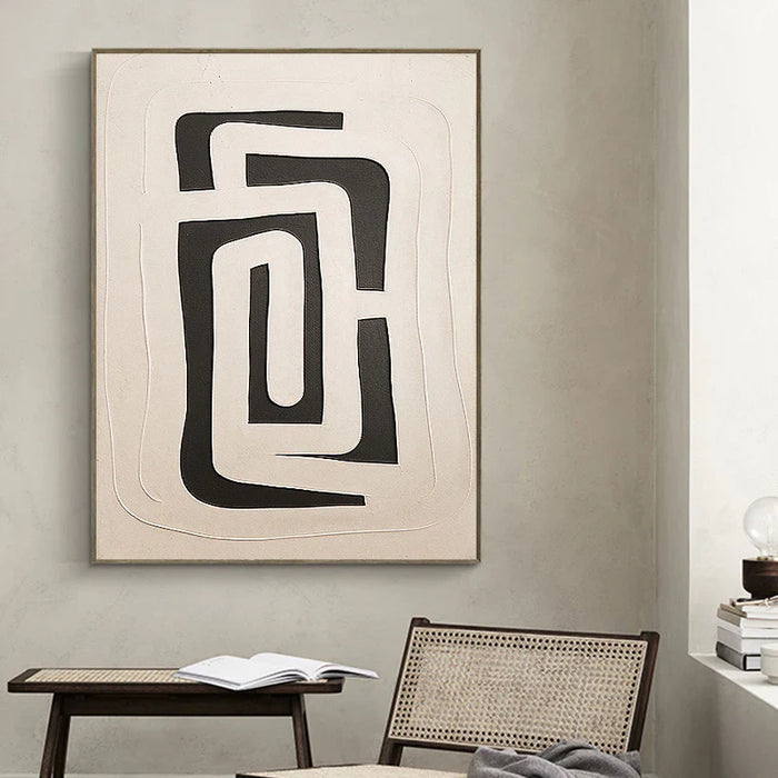 Black and White Minimalist Textured Wall Art #MT018